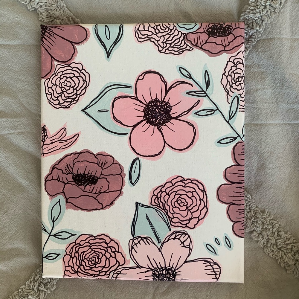 Pink themed floral canvas (8’’x10’’)